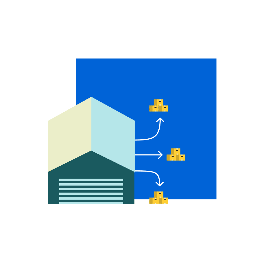 Fulfillment Center, aus das verschiedene Vertriebskanäle ausgehen